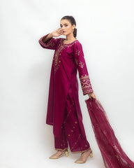 Tea Pink (Stitched 3 Pcs)